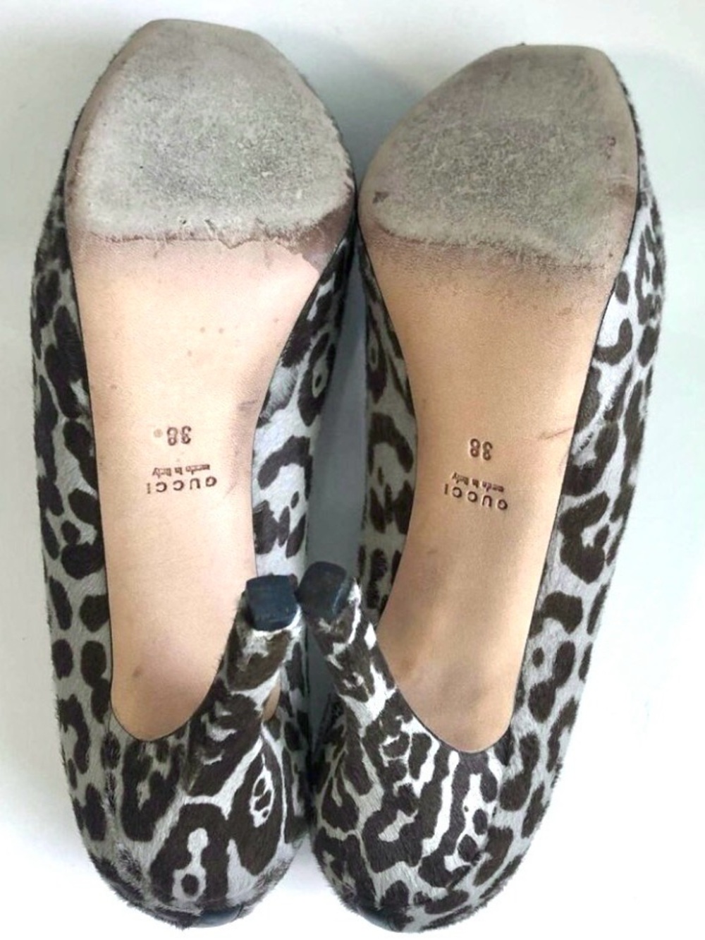 Rare GUCCI Leopard Pony-Hair Platform Stiletto Pumps Silver/Brown 7 MSRP $1280 - Picture 10 of 10